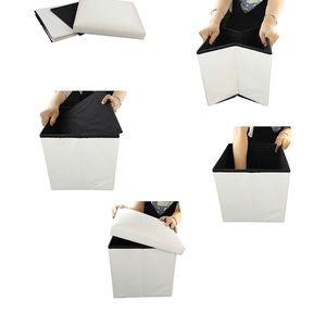 Leather Folding Storage Ottoman